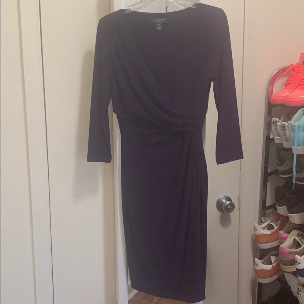 Purple Lauren by Ralph Lauren faux wrap dress